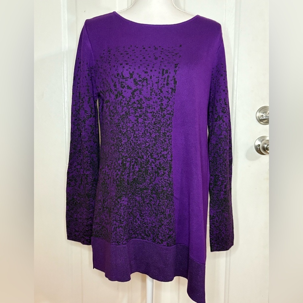 Grace Radiant Purple & Black Holiday Sweater size M NWT